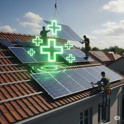 Paneles solares instalados en el tejado de una vivienda, una opción de inversión para fomentar hábitos sostenibles para ahorrar en electricidad a largo plazo.