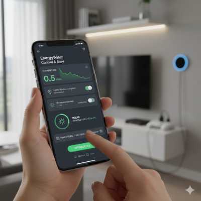 Imagen de una persona usando una aplicación gratis en el móvil para controlar y reducir el consumo de electricidad de su hogar